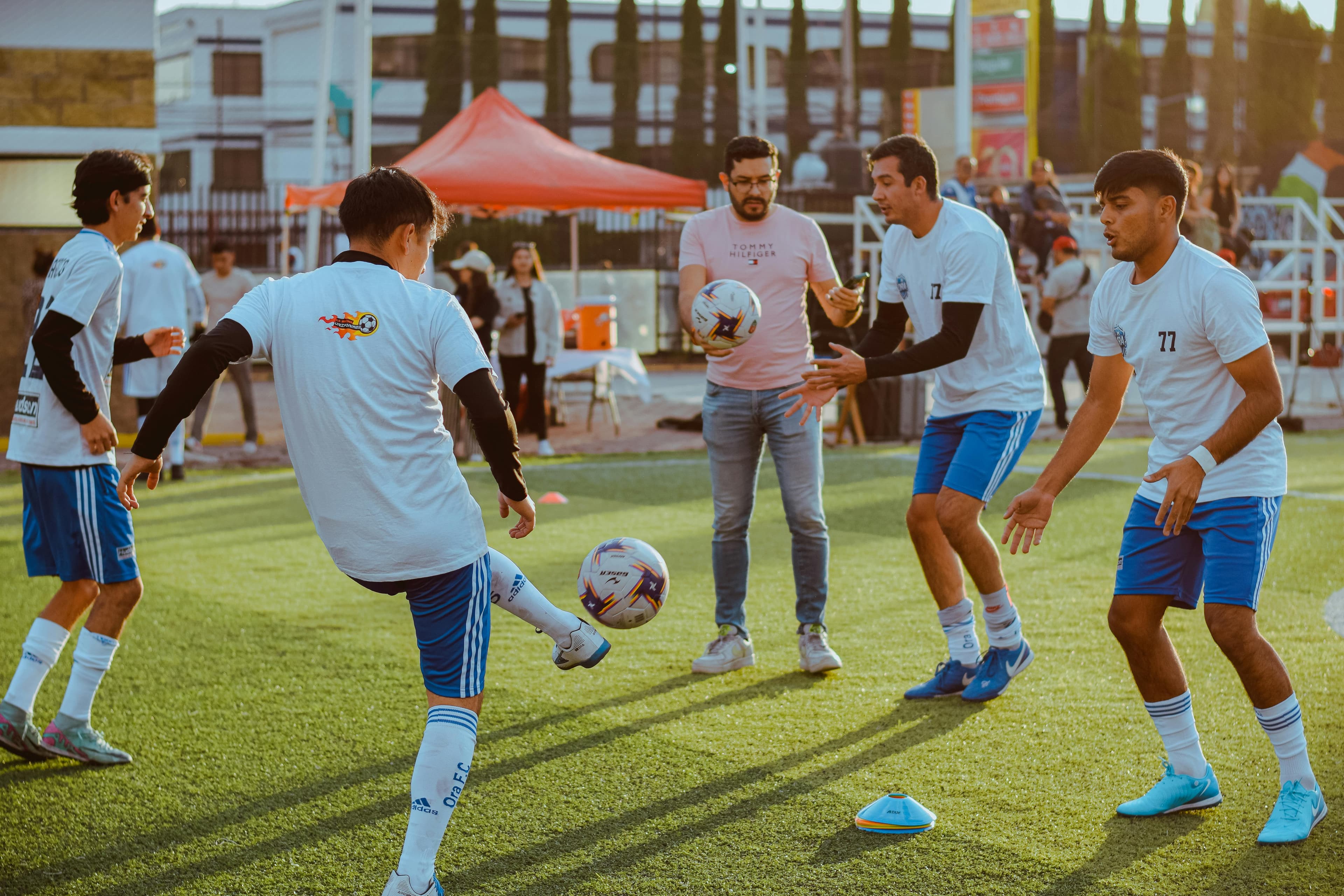 Team practicing drills